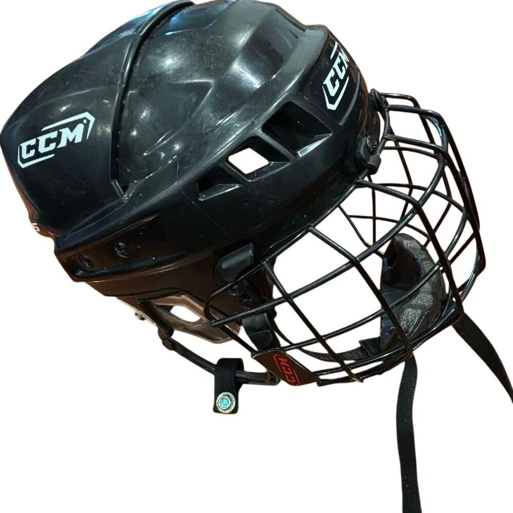 CCM HTV09 Ice Hockey Helmet w/ Full Cage – Medium (54-58 cm) Black